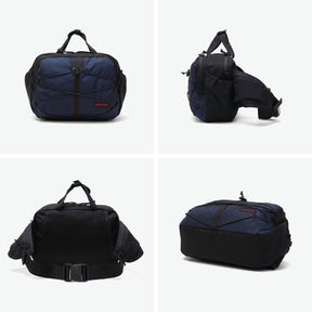 Briefing Men's Waist Bag, Shoulder Bag, 2-Way Waist Bag, Black x Navy, One Size