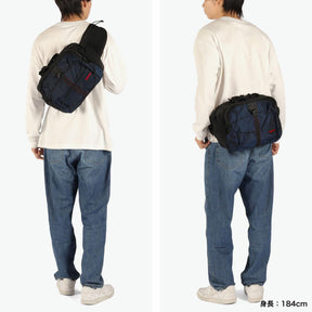 Briefing Men's Waist Bag, Shoulder Bag, 2-Way Waist Bag, Black x Navy, One Size