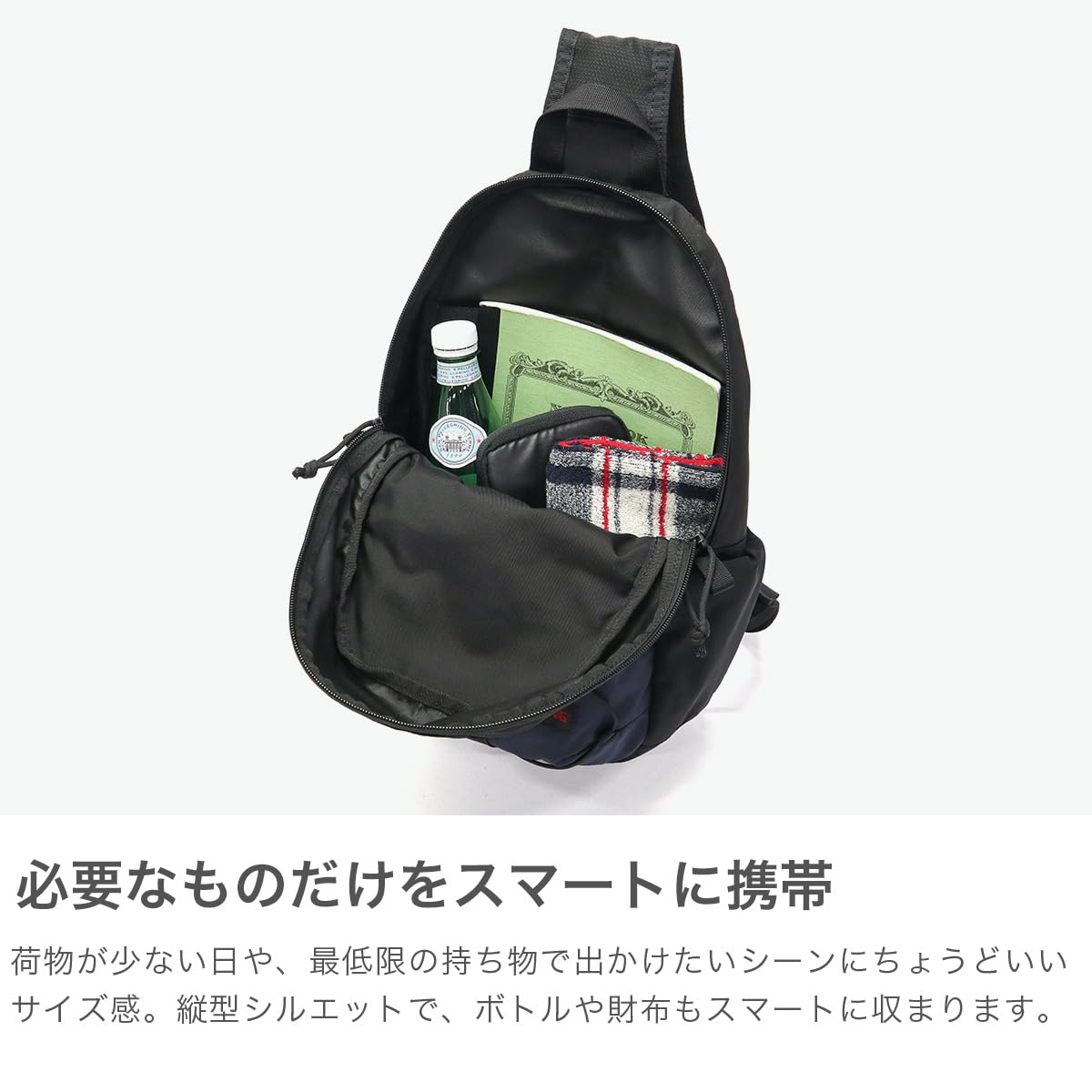 Briefing BRA251L34 Men's One Shoulder Bag, Sling, Black x Navy, One Size