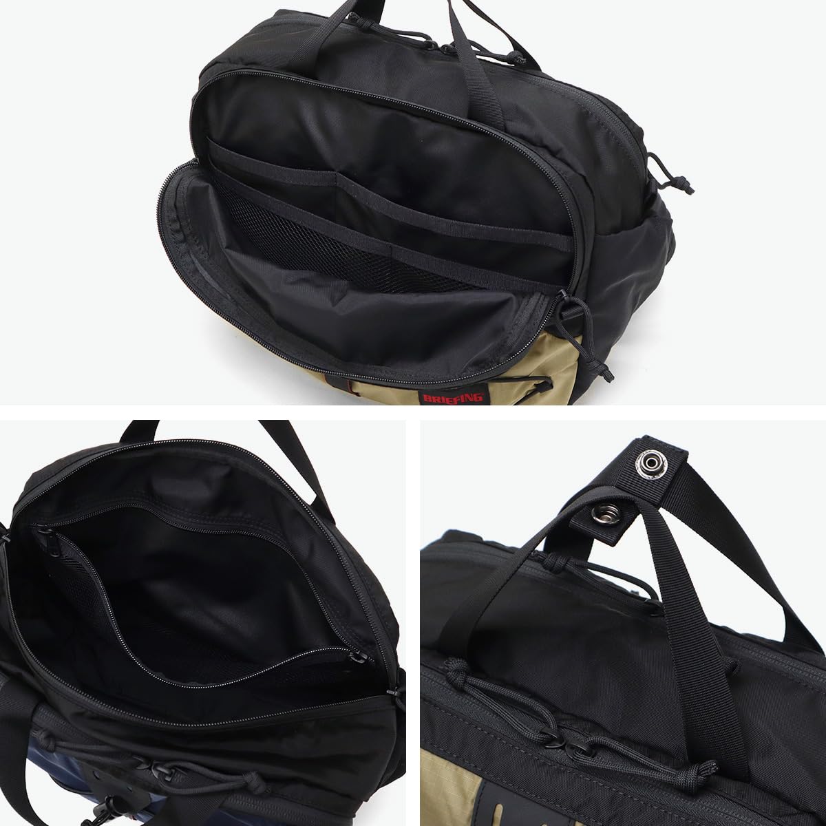 Briefing Men's Waist Bag, Shoulder Bag, 2-Way Waist Bag, Black x Navy, One Size
