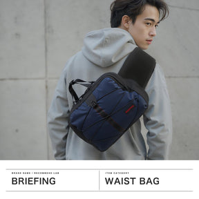 Briefing Men's Waist Bag, Shoulder Bag, 2-Way Waist Bag, Black x Navy, One Size