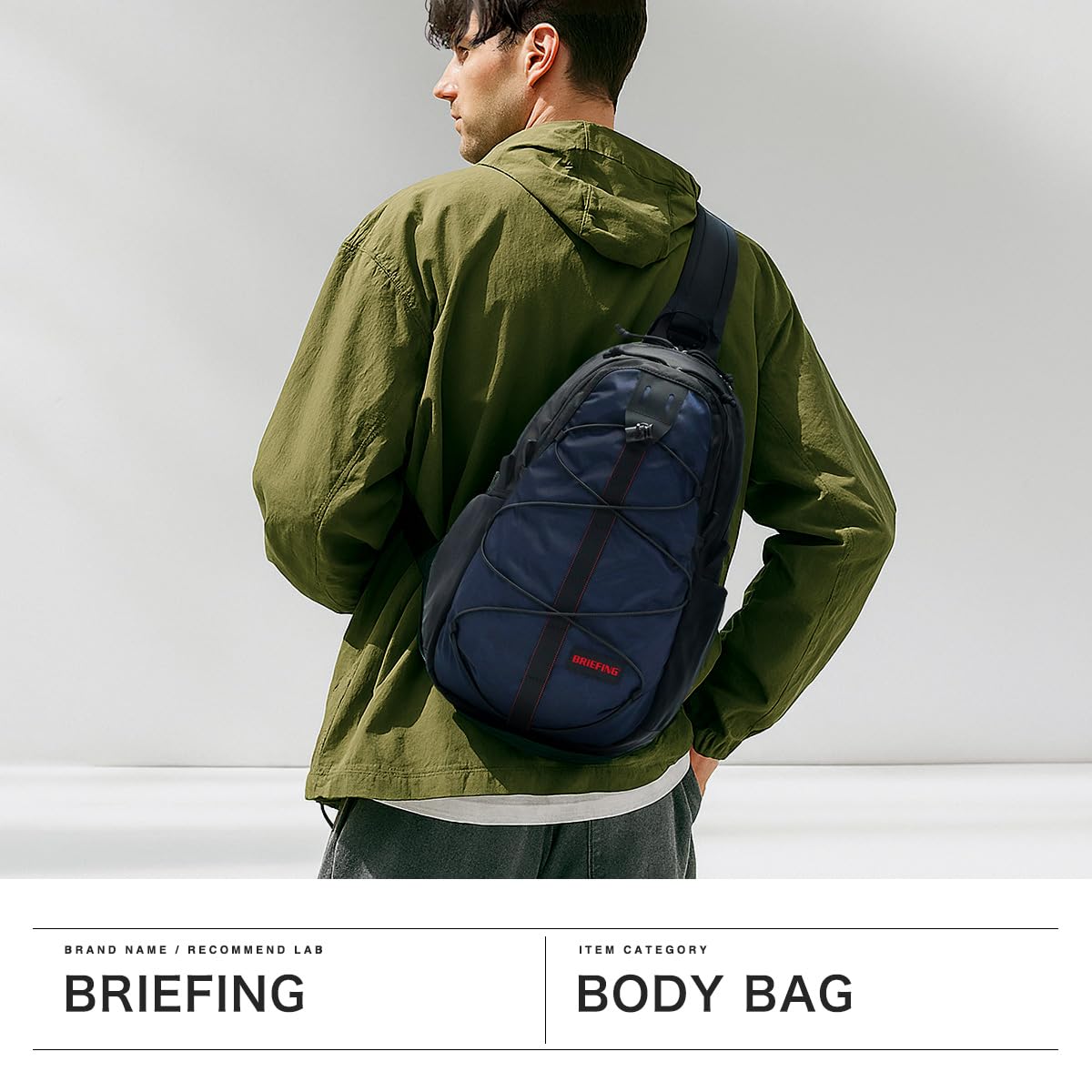 Briefing BRA251L34 Men's One Shoulder Bag, Sling, Black x Navy, One Size