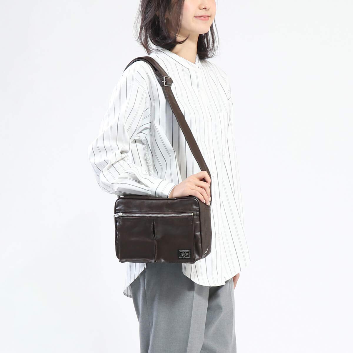 [ポーター] ショルダーバッグ メンズ フリースタイル 707-08212 日本製 FREE STYLE 小さめ キャンバス レザー風